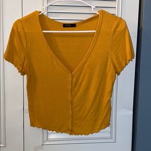 Gold Button Up Crop Top